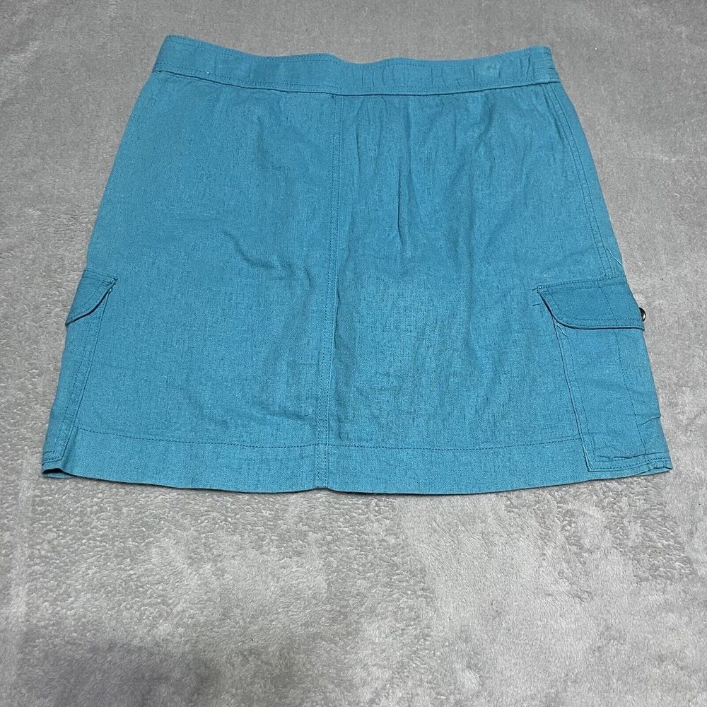 Croft & Barrow Skort Womens 8 Blue Linen Blend Drawstring Cargo Flap Pockets - Picture 6 of 6